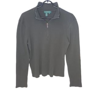 Lauren Ralph Lauren Hunter Green Ribbed Sweater | EUC | Patched Elbows